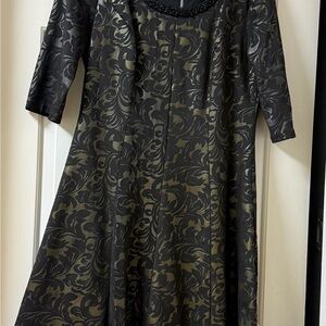 Jax Black Floral Jacquard Long Sleeve Dress